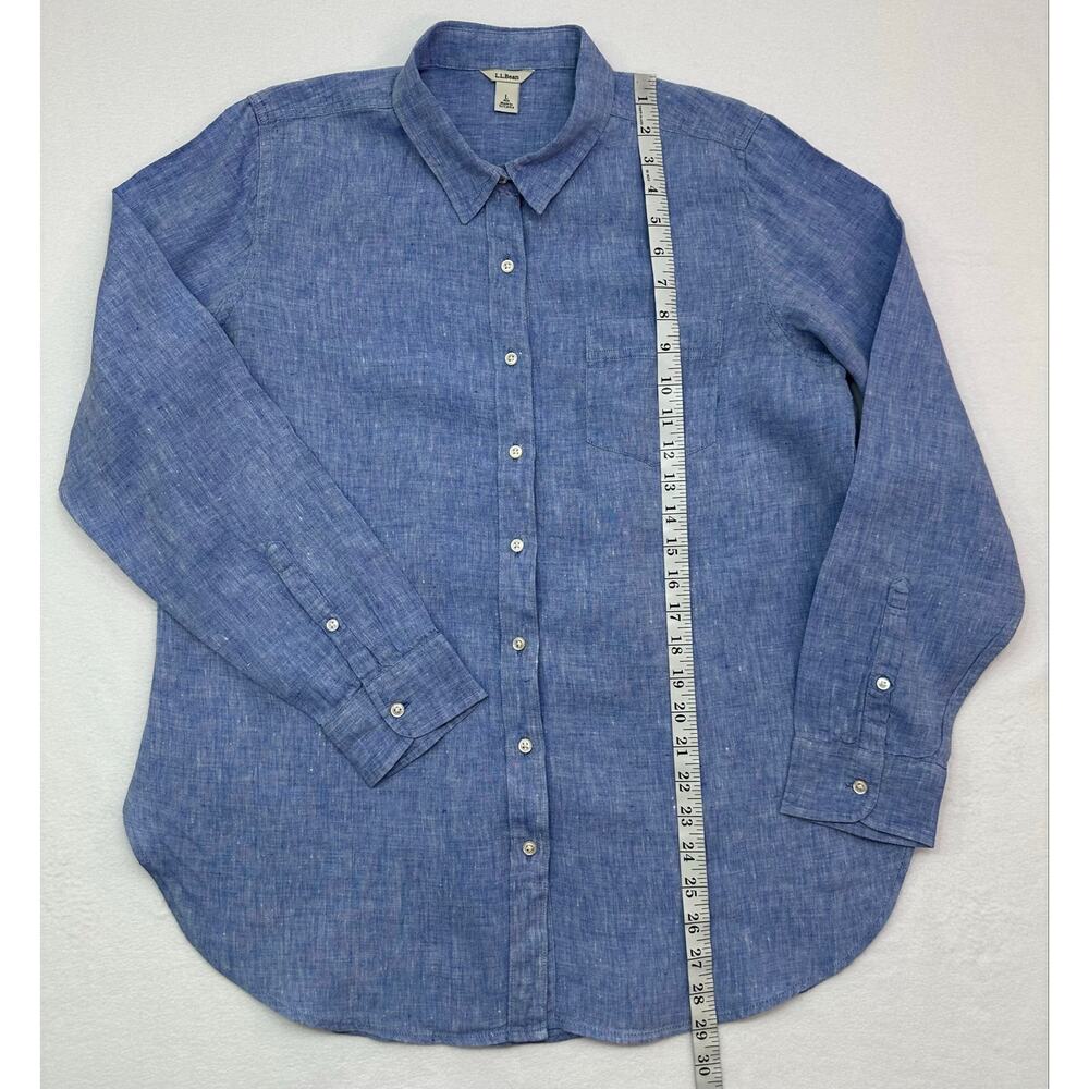 L.L.Bean Women’s Blue 100% Linen Button Down Shirt Size Large - Picture 6 of 8